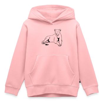Lion - Löwe - Löwin - Kinder Premium Organic Hoodie - Rosa - Vorne - AI Model Kid Female (0cm)