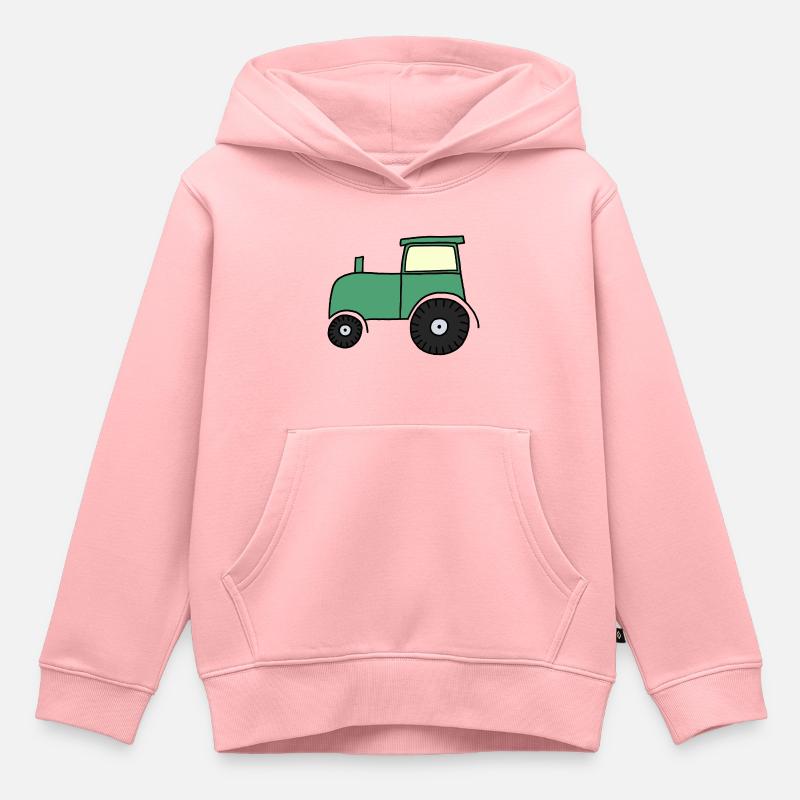 Tracteur tracté - Sweat Premium à capuche enfant bio - rose