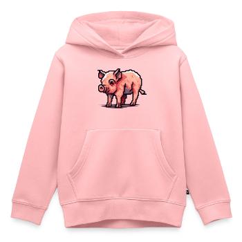 Schwein als Sau in 16 Bit Pixelart - Kinder Premium Organic Hoodie - Rosa - Vorne - AI Model Kid Female (0cm)