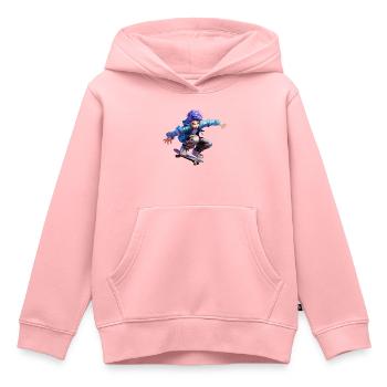 Anime Skater - Sweat Premium à capuche enfant bio - rose - Devant - AI Model Kid Female (0cm)