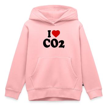 I love co2 - Sweat Premium à capuche enfant bio - rose - Devant - AI Model Kid Female (0cm)