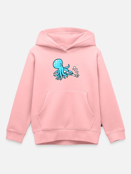 Octopus Flûte Musique Jouer Des Bulles Sous L’eau - Sweat Premium à capuche enfant bio - rose