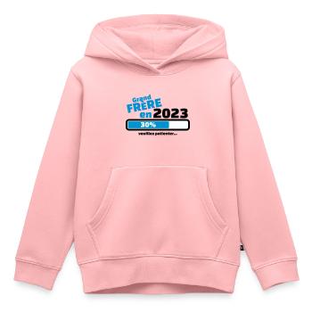 grand frere en 2023 veuillez patienter - Sweat Premium à capuche enfant bio - rose - Devant - AI Model Kid Female (0cm)