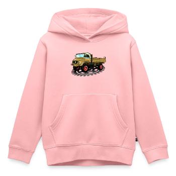 Unimog - Oldtimer - Offroad - Dispositif moteur universel - Sweat Premium à capuche enfant bio - rose - Devant - AI Model Kid Female (0cm)