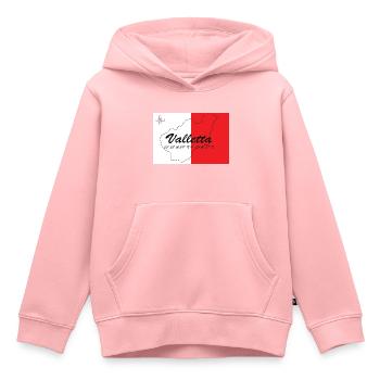 Valletta - Hauptstadt mit GPS & Flagge - Kinder Premium Organic Hoodie - Rosa - Vorne - AI Model Kid Female (0cm)
