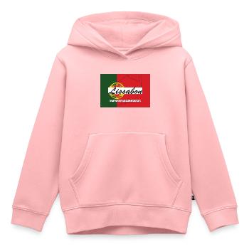 Lissabon - Hauptstadt mit GPS & Flagge - Kinder Premium Organic Hoodie - Rosa - Vorne - AI Model Kid Female (0cm)