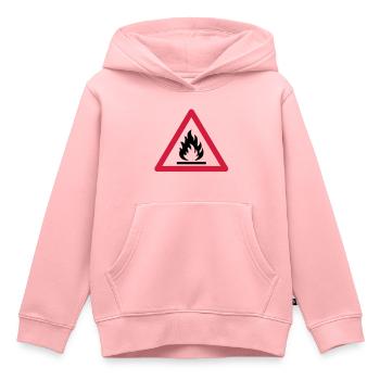 Branntgefahr schild - Kinder Premium Organic Hoodie - Rosa - Vorne - AI Model Kid Female (0cm)