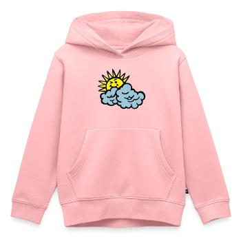 nuage sourire soleil - Sweat Premium à capuche enfant bio - rose - Devant - AI Model Kid Female (0cm)