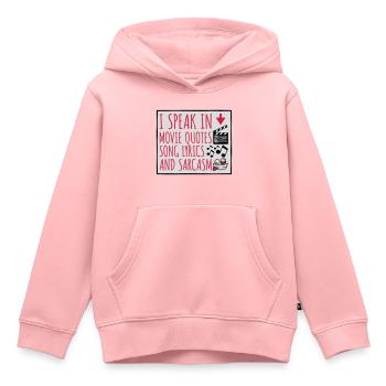 speak lyrics and sarcasm - Kids Premium Organic Hoodie - rose - Front - AI Model Kid Female (0cm)