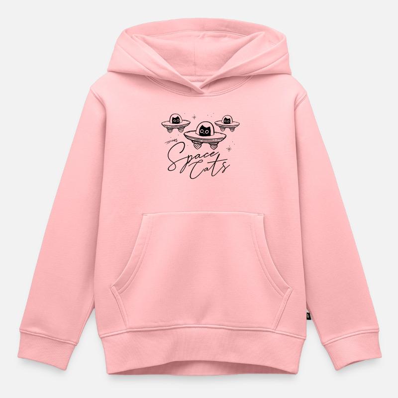 Space Cats - Chat dans UFO | Drôles de chats de l’espace - Sweat Premium à capuche enfant bio - rose