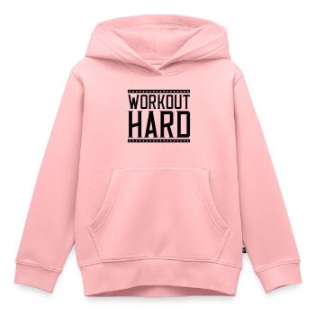 workout hard - Kinder Premium Organic Hoodie - Rosa - Vorne - AI Model Kid Female (0cm)
