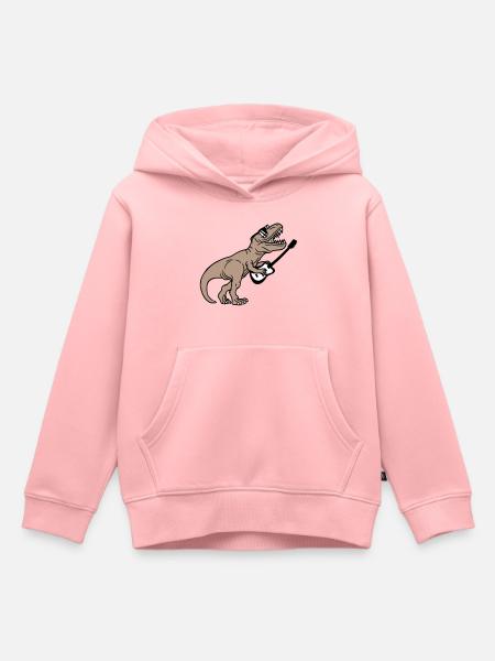 DJ Dino T-Rex dinosaure guitare jouer Soirée - Sweat Premium à capuche enfant bio - rose