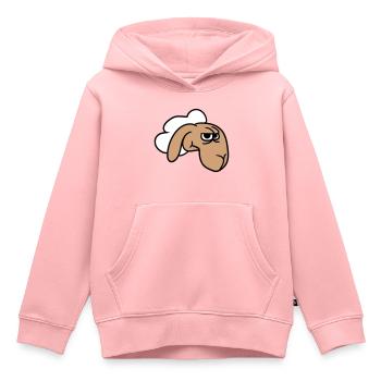Le mouton a l’air sceptique, critique, regards suspicieux - Sweat Premium à capuche enfant bio - rose - Devant - AI Model Kid Female (0cm)