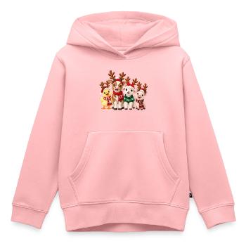 Niedliche Weihnachtstiere mit Rentiergeweih - Kinder Premium Organic Hoodie - Rosa - Vorne - AI Model Kid Female (0cm)