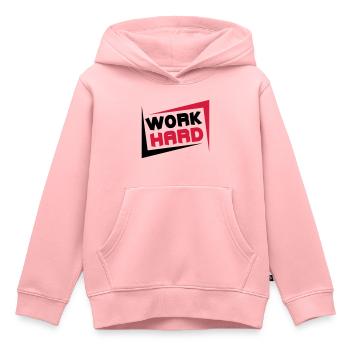 Work Hard - Kinder Premium Organic Hoodie - Rosa - Vorne - AI Model Kid Female (0cm)