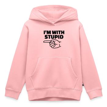 I'm with stupid - Kids Premium Organic Hoodie - rose - Front - AI Model Kid Female (0cm)