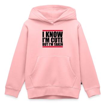 cute but taken quote - Kids Premium Organic Hoodie - rose - Front - AI Model Kid Female (0cm)