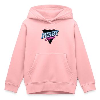 Derby Angleterre UK City Skyline Vintage Rétro - Sweat Premium à capuche enfant bio - rose - Devant - AI Model Kid Female (0cm)