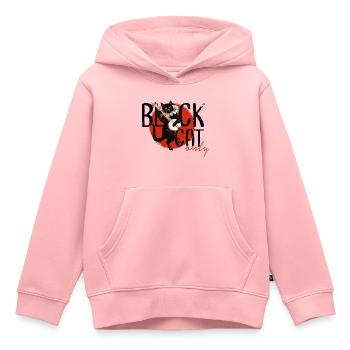 Chat noir. Chat noir rétro. - Sweat Premium à capuche enfant bio - rose - Devant - AI Model Kid Female (0cm)