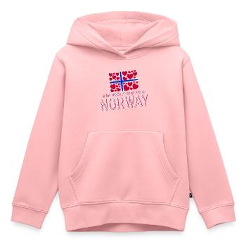 Norvège Norvège - Sweat Premium à capuche enfant bio - rose - Devant - AI Model Kid Female (0cm)
