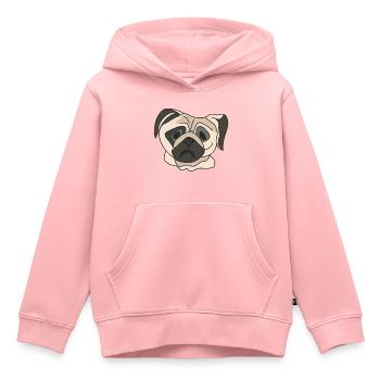 Visage de carlin - Sweat Premium à capuche enfant bio - rose - Devant - AI Model Kid Female (0cm)