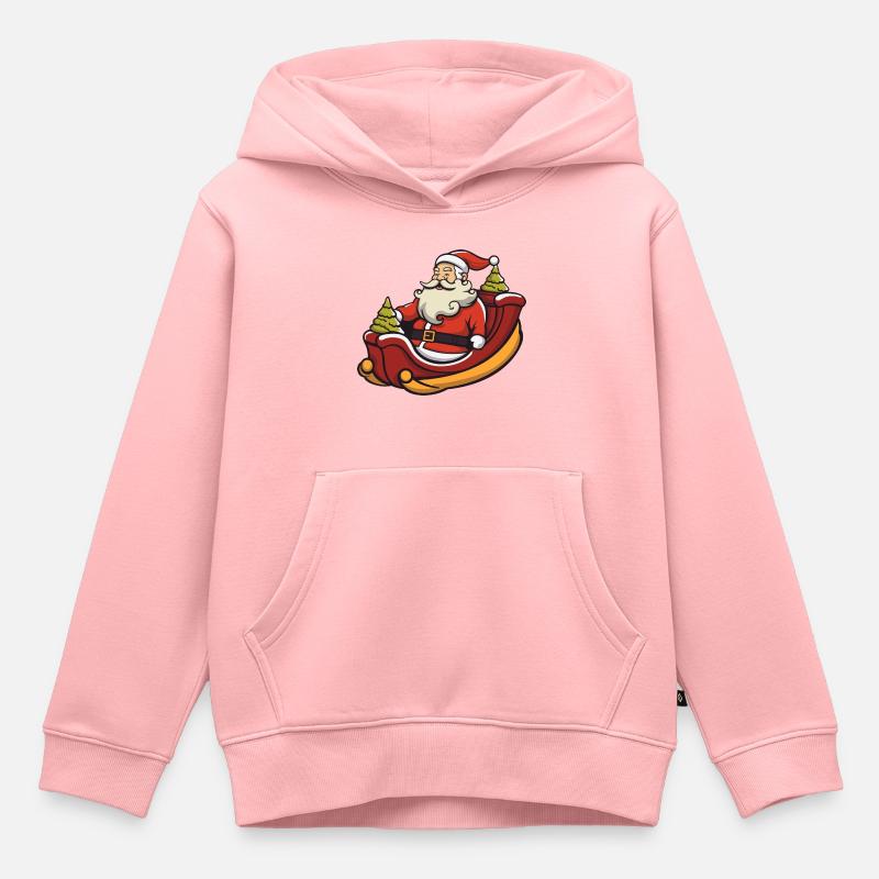 Logo du Père Noël - Sweat Premium à capuche enfant bio - rose