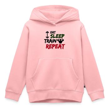 eat sleep train repeat - Kinder Premium Organic Hoodie - Rosa - Vorne - AI Model Kid Female (0cm)