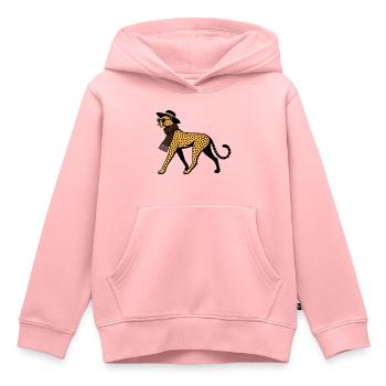 Leopard chic - Sweat Premium à capuche enfant bio - rose - Devant - AI Model Kid Female (0cm)