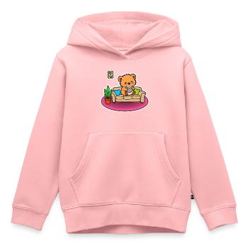 So ein niedlicher kleiner Bär - er liest ein Buch! - Kinder Premium Organic Hoodie - Rosa - Vorne - AI Model Kid Female (0cm)