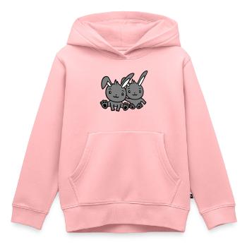 2 Bunnies Friends Team Crew Couple Two Lucky - Kids Premium Organic Hoodie - rose - Front - AI Model Kid Female (0cm)