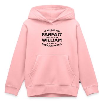 William Un Prénom, Une Attitude L’Humour William - Sweat Premium à capuche enfant bio - rose - Devant - AI Model Kid Female (0cm)