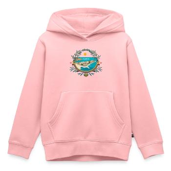 Motifs chypriotes - Sweat Premium à capuche enfant bio - rose - Devant - AI Model Kid Female (0cm)