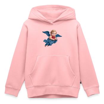 CUPID CHERUB #1 - peace & love - Sweat Premium à capuche enfant bio - rose - Devant - AI Model Kid Female (0cm)