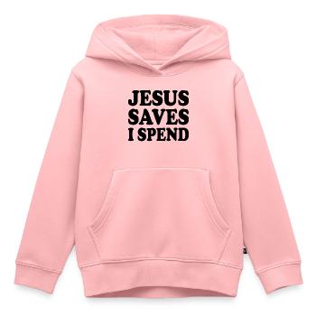 jesus saves i spend - Kinder Premium Organic Hoodie - Rosa - Vorne - AI Model Kid Female (0cm)