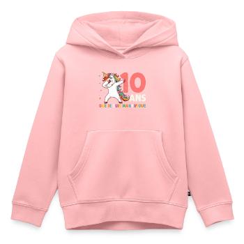 Licorne Dab Cadeau 10 Ème Anniversaire 10 Ans - Sweat Premium à capuche enfant bio - rose - Devant - AI Model Kid Female (0cm)