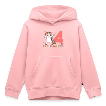 Licorne Dab Cadeau 4 Ème Anniversaire 4 Ans - Sweat Premium à capuche enfant bio - rose - Devant - AI Model Kid Female (0cm)