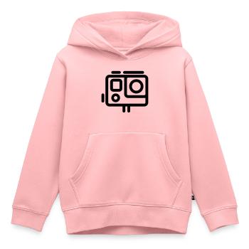Action camera - Sweat Premium à capuche enfant bio - rose - Devant - AI Model Kid Female (0cm)