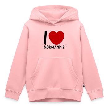 ich liebe Normandie 2c - Kinder Premium Organic Hoodie - Rosa - Vorne - AI Model Kid Female (0cm)