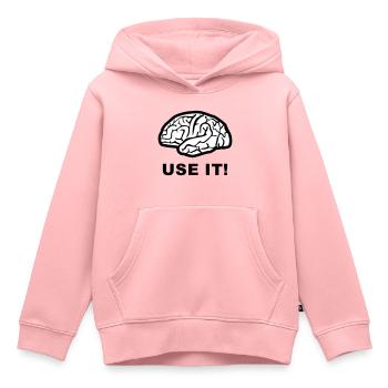Brain - use it! - Kids Premium Organic Hoodie - rose - Front - AI Model Kid Female (0cm)