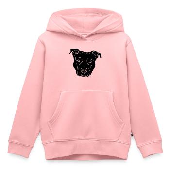 Staffordshire Bullterrier sombre - Sweat Premium à capuche enfant bio - rose - Devant - AI Model Kid Female (0cm)