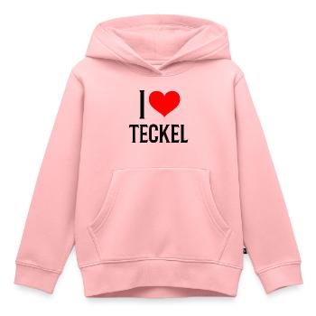 i heart teckel - j'aime mon teckel - Sweat Premium à capuche enfant bio - rose - Devant - AI Model Kid Female (0cm)