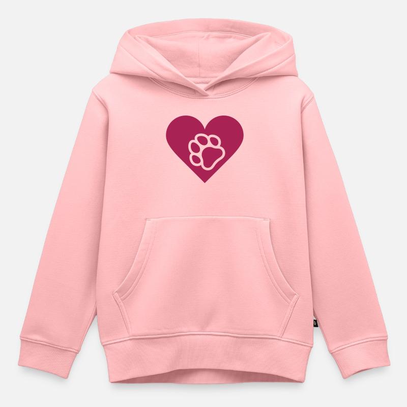 J’aime mon chien. Impression de chien - Sweat Premium à capuche enfant bio - rose