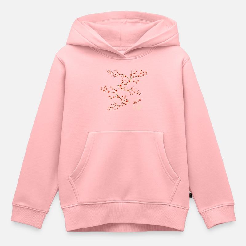 Fleurs Japonaises - Sweat Premium à capuche enfant bio - rose