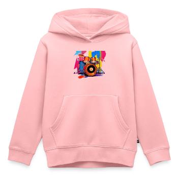 Batteur Idée Cadeau Musique #1 - Sweat Premium à capuche enfant bio - rose - Devant - AI Model Kid Female (0cm)