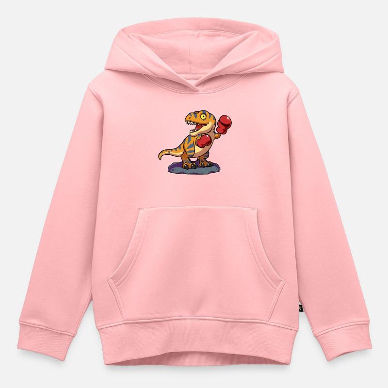 Cool Boxer T-Rex Dinosaure - Sweat Premium à capuche enfant bio - rose