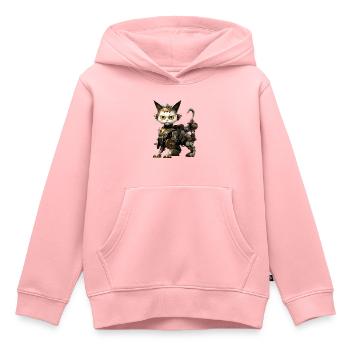 Chat Steampunk - Sweat Premium à capuche enfant bio - rose - Devant - AI Model Kid Female (0cm)