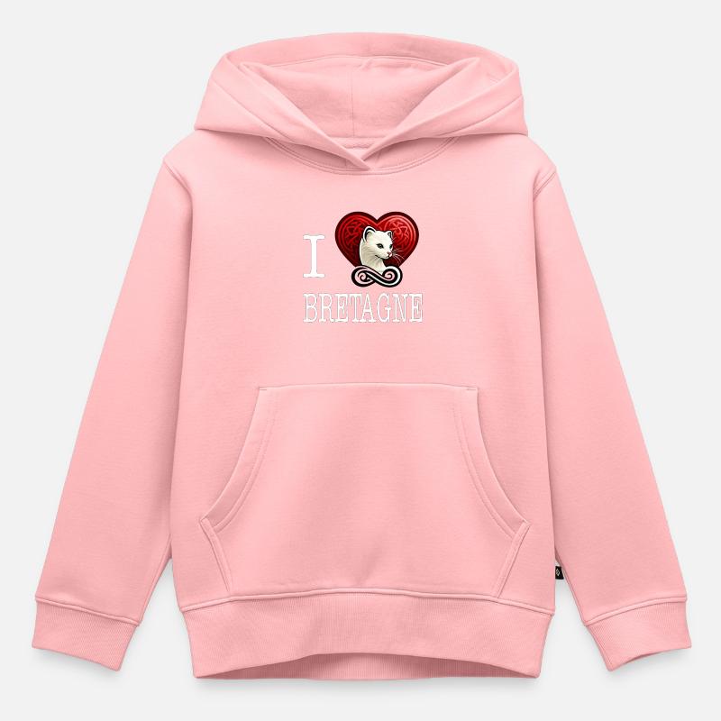 i love bretagne hermine charmante light - Sweat Premium à capuche enfant bio - rose
