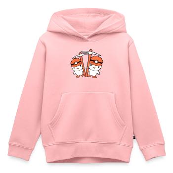 2 canards mineur pioche casque lampe amis mignon - Sweat Premium à capuche enfant bio - rose - Devant - AI Model Kid Female (0cm)