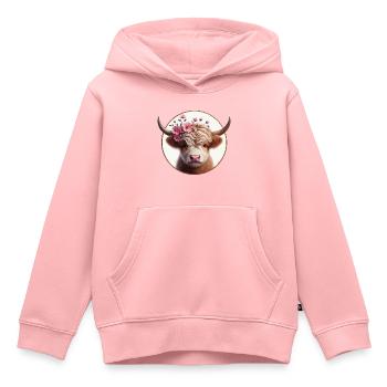 Highlander Kalb 3 - Kinder Premium Organic Hoodie - Rosa - Vorne - AI Model Kid Female (0cm)