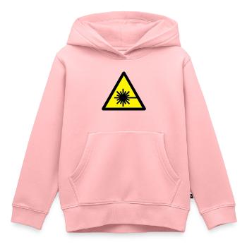 caution_laser_beam_2c - Kids Premium Organic Hoodie - rose - Front - AI Model Kid Female (0cm)